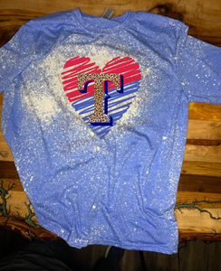 Texas Rangers Love Custom Bleached Graphic T-shirt