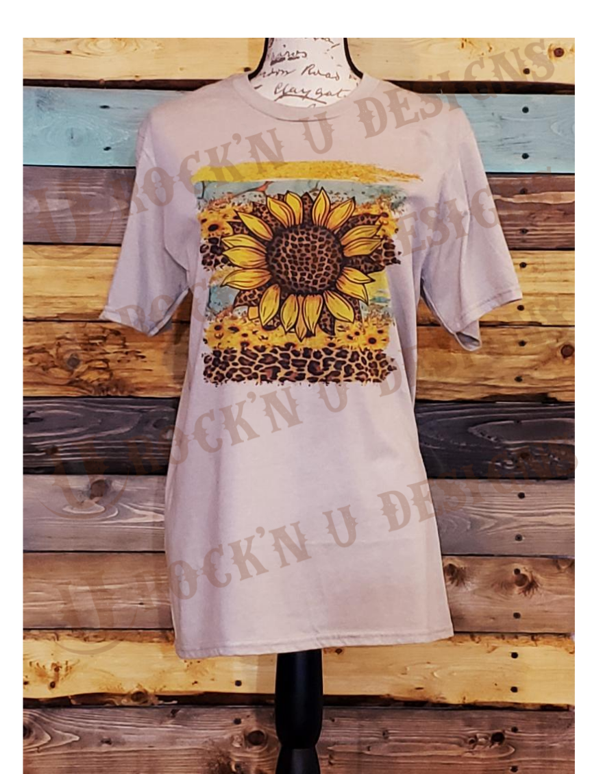 Sunflower Daze Custom Bleached Graphic T-shirt