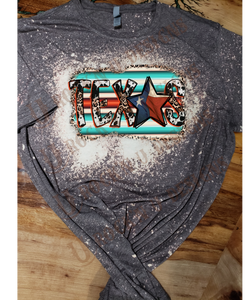 Texas Custom Design Bleached T-Shirt