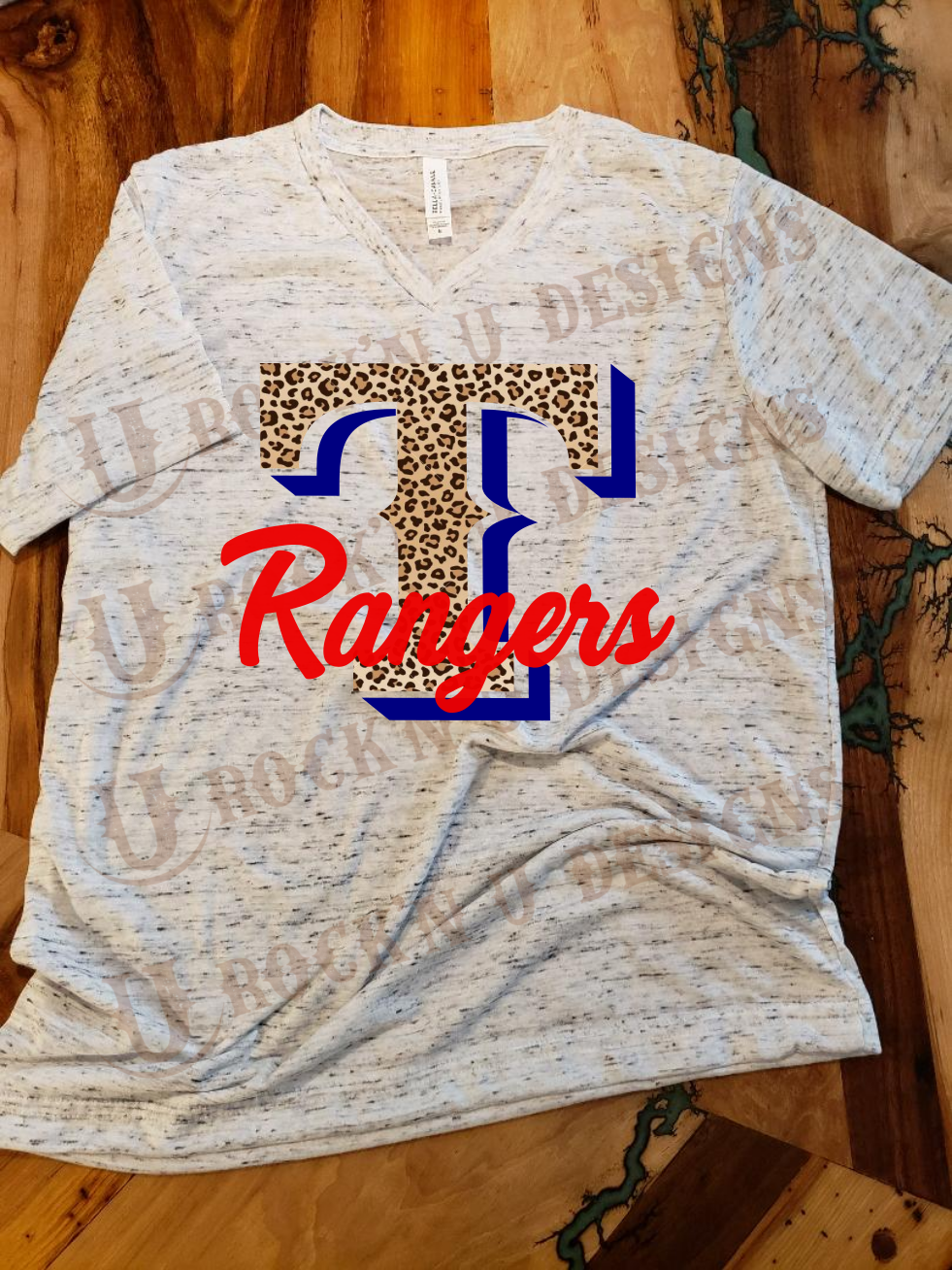 Rangers Leopard Custom Graphic T-Shirt