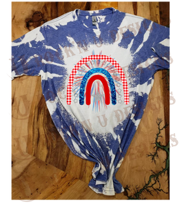 Red white and blue patriotic rainbow Custom Bleached Shirt