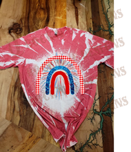 Load image into Gallery viewer, Red white and blue patriotic rainbow Custom Bleached Shirt