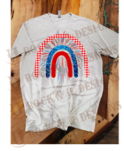 Load image into Gallery viewer, Red white and blue patriotic rainbow Custom Bleached Shirt
