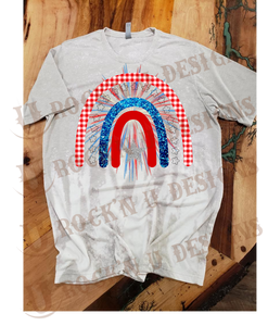Red white and blue patriotic rainbow Custom Bleached Shirt
