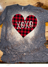 Load image into Gallery viewer, Valentines Buffalo plaid Love xoxo shirt