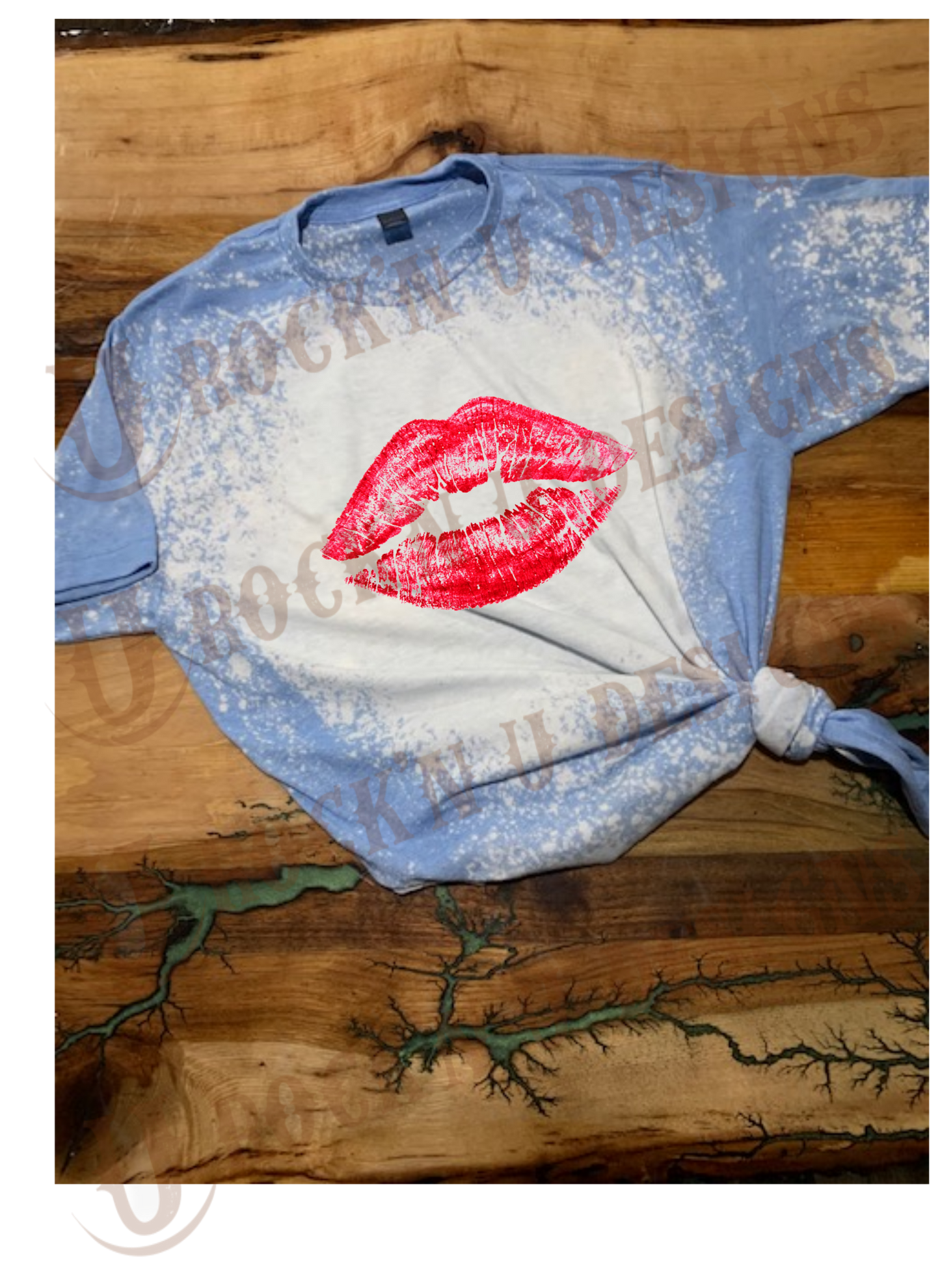 Kiss Lips Custom bleached Graphic T-Shirt