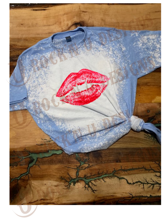 Kiss Lips Custom bleached Graphic T-Shirt