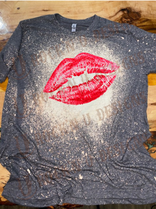 Kiss Lips Custom bleached Graphic T-Shirt