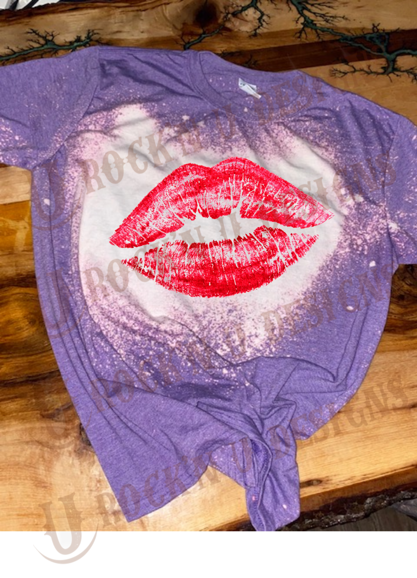 Kiss Lips Custom bleached Graphic T-Shirt