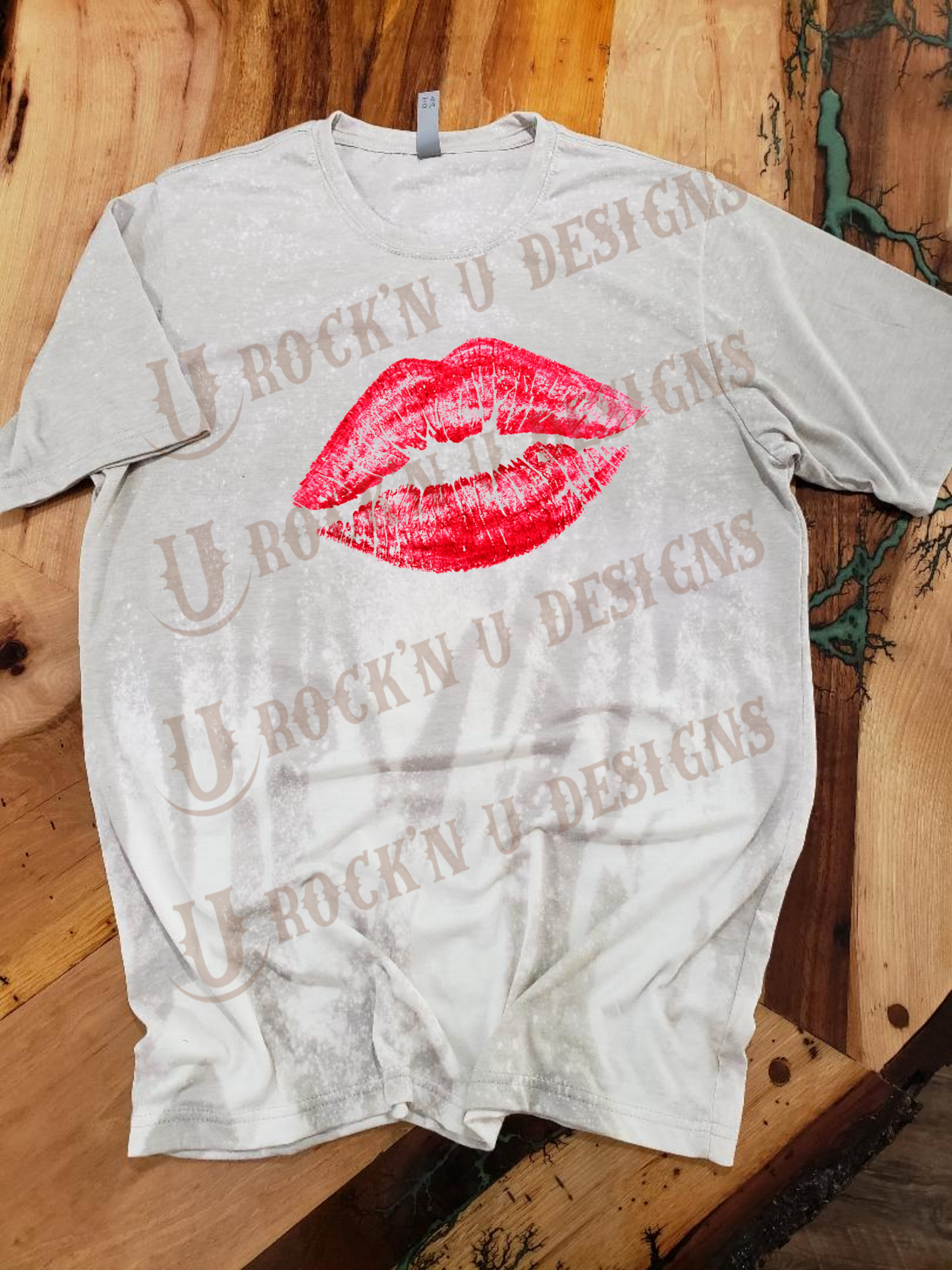 Kiss Lips Custom bleached Graphic T-Shirt