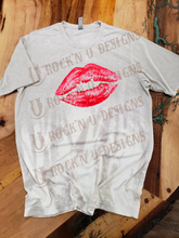 Load image into Gallery viewer, Kiss Lips Custom bleached Graphic T-Shirt