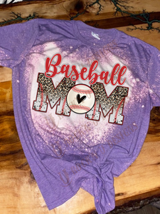 Baseball Mom Leopard Bleached Custom T-shirt