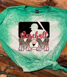 Baseball Mom Leopard Logo Bleached Custom T-shirt