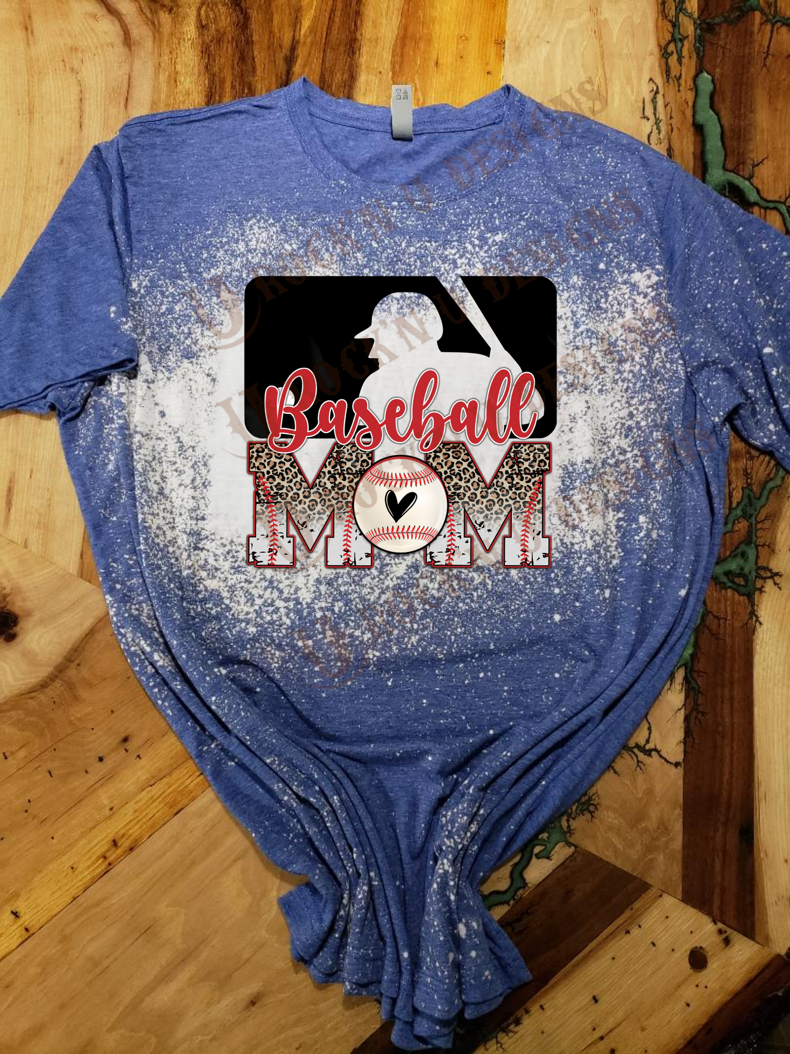 Baseball Mom Leopard Bleached Custom T-Shirt XXL / Purple