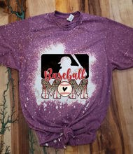 Load image into Gallery viewer, Baseball Mom Leopard Logo Bleached Custom T-shirt