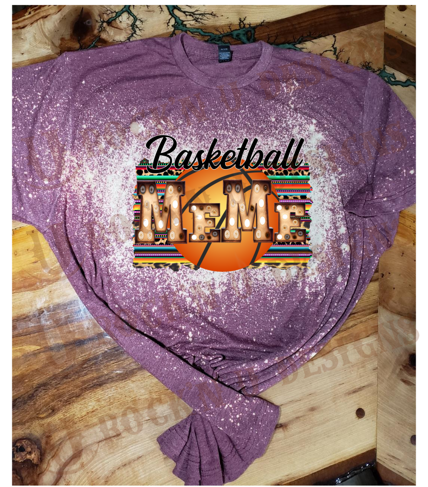 Basketball MeMe/Grandma - Personalized Custom Bleached T-shirt