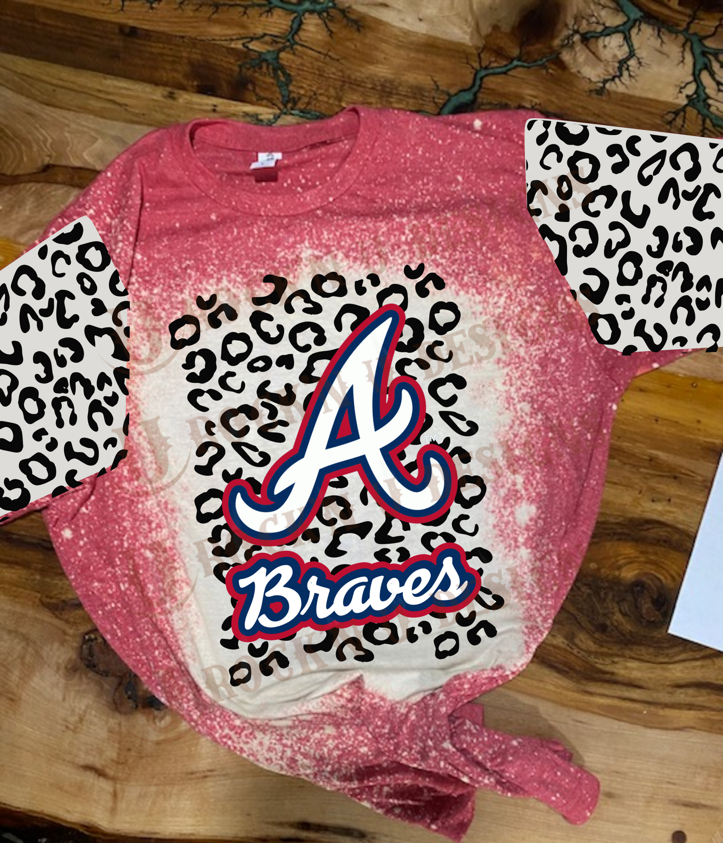 Custom Unisex T-shirt "Braves - BASEBALL" Leopard Design With Sleeves