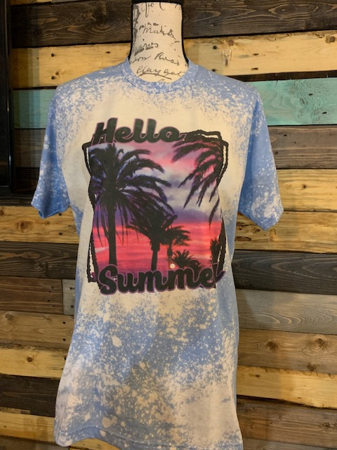 Hello Summer Custom Bleached T-shirt