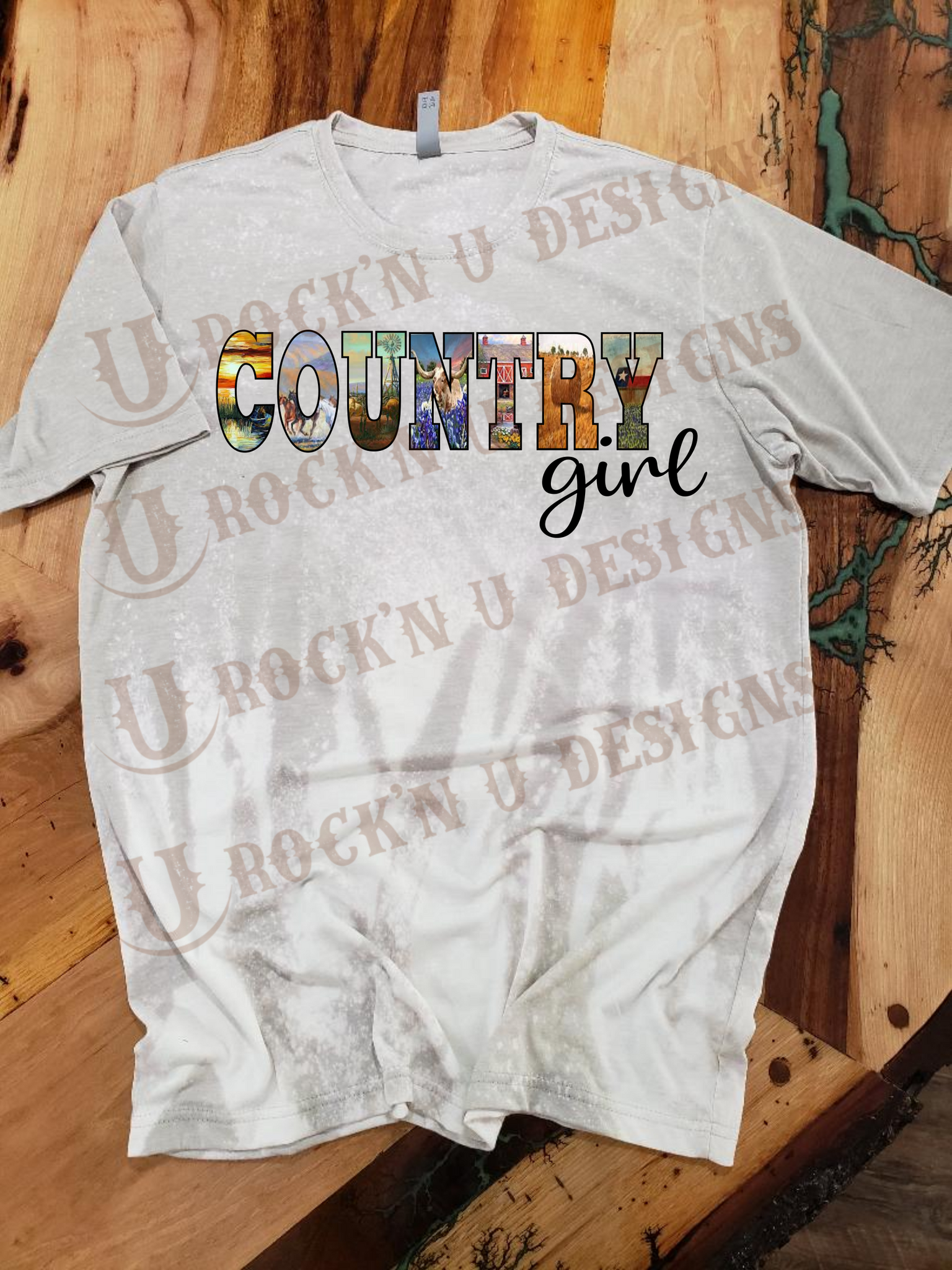 Country Girl Custom Design Bleached T-Shirt – Rock'n U Designs