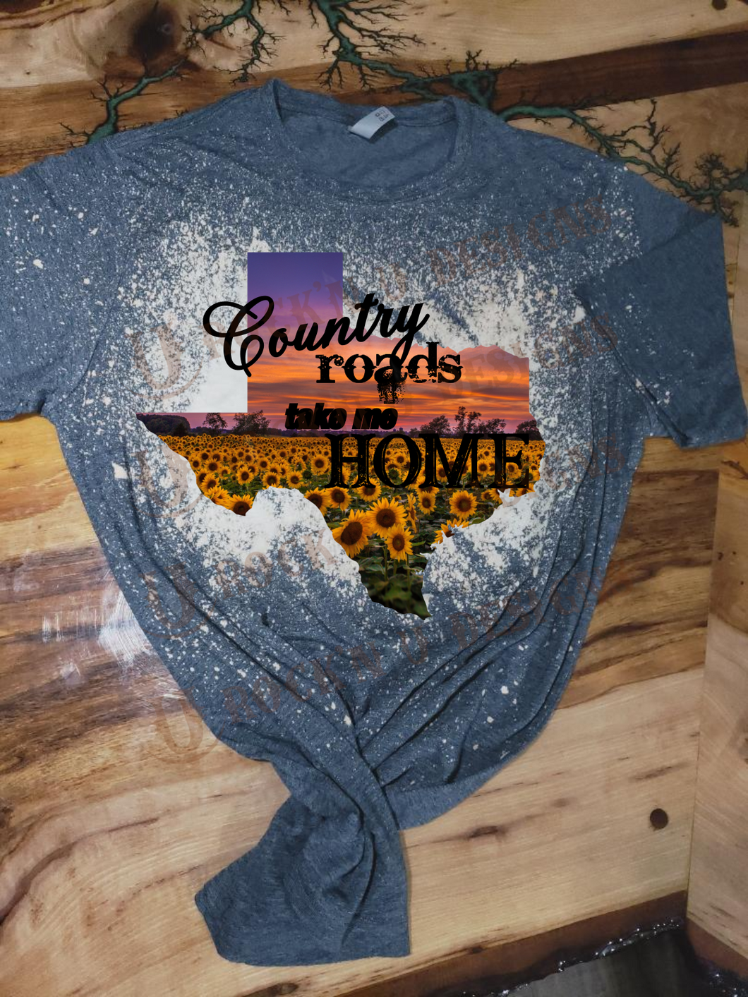 Texas Country Roads Take Me Home Custom T-shirt