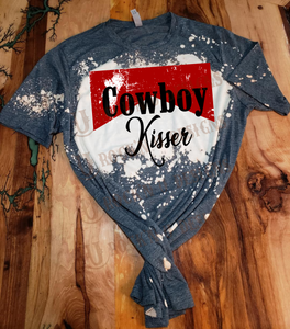 Cowboy Kisser - Custom Unisex Bleached Graphic T-shirt
