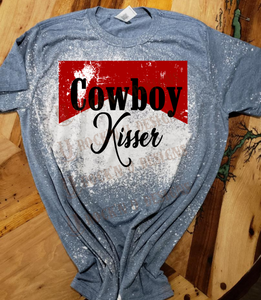 Cowboy Kisser - Custom Unisex Bleached Graphic T-shirt