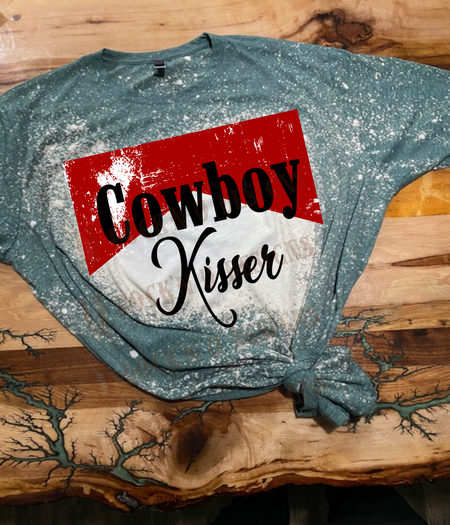 Cowboy Kisser - Custom Unisex Bleached Graphic T-shirt