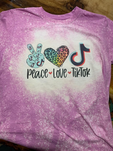 Load image into Gallery viewer, Peace, Love, TikTok Custom Bleached Graphic T-shirt