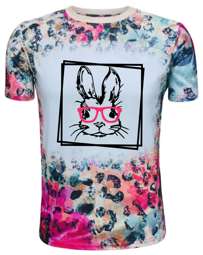 Cute Easter Bunny Leopard Pastel Print Graphic T-shirt