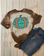 Load image into Gallery viewer, Aztec Leopard Pumpkin Custom Design Bleached T-Shirt