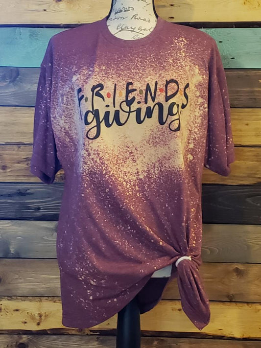 Friendsgiving Custom Fall Design Bleached T-shirt