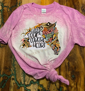 Hippie Soul Cow Girl Heart Custom Bleached Design Unisex T-shirt