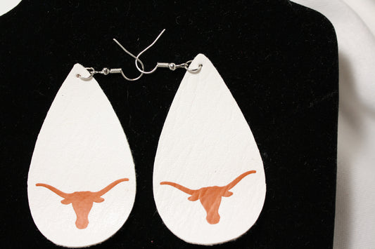 Horns Up Custom Faux leather Earrings