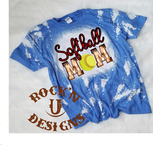 Softball Mom Marquee Custom Bleached Graphic T-shirt