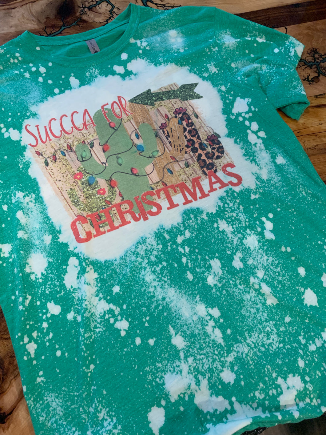 Succa for Christmas Custom Bleached Graphic t-shirt