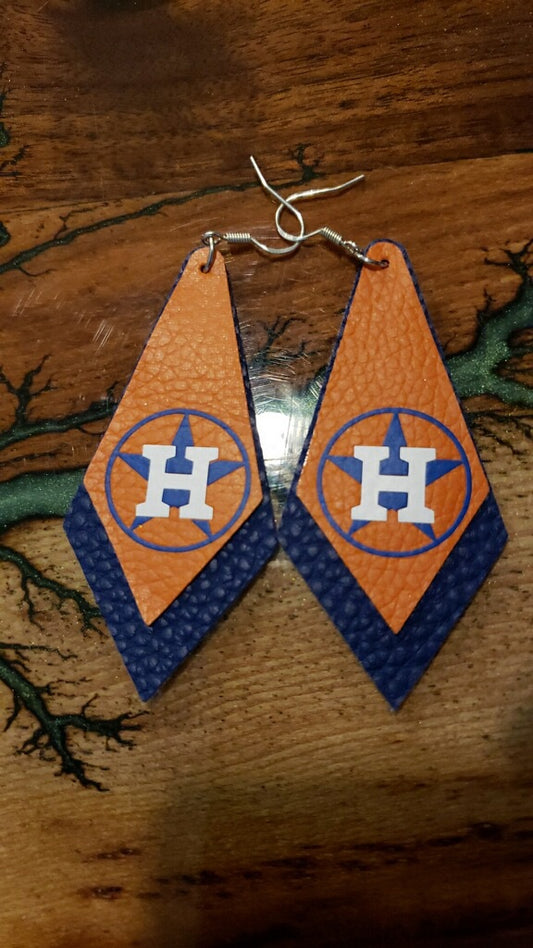 Houston Astros Faux Leather Earrings