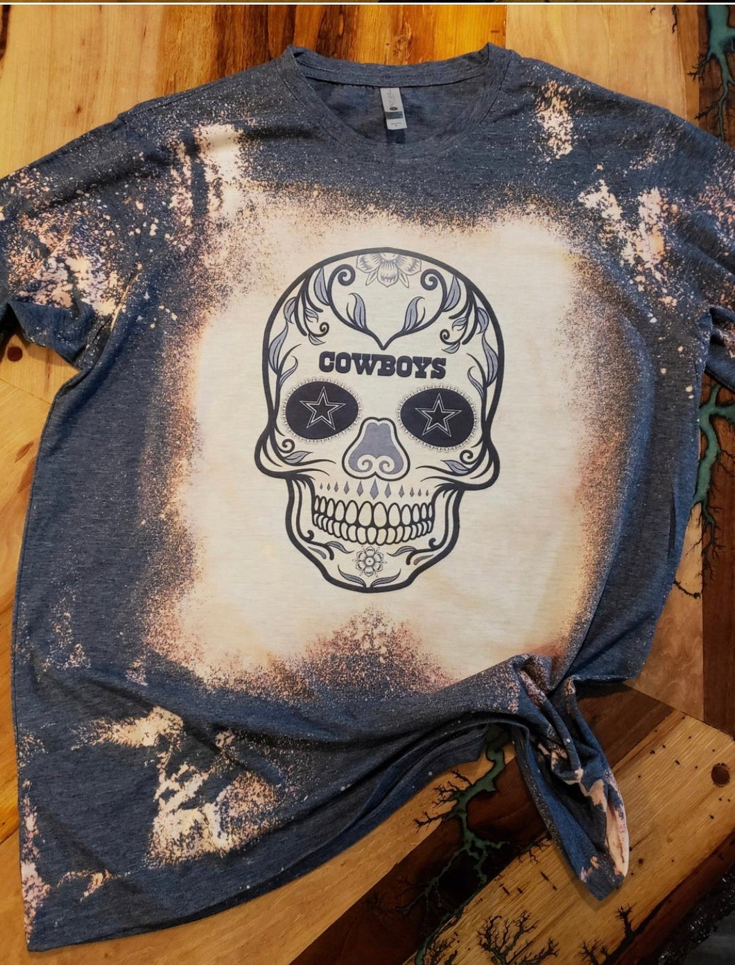 Dallas Cowboys Sugar skull Custom Bleached T-shirt