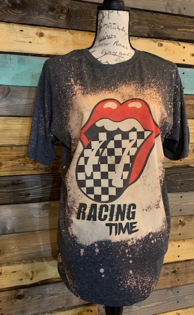 Racing Time Custom Bleached Graphic T-shirt