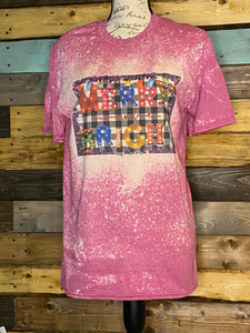 Merry and Bright Custom Bleached Graphic T-Shirt