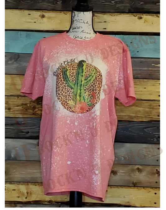 Desert Child Leopard Cactus Custom Bleached T-Shirt