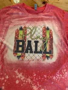 Play Ball softball Custom Bleached Graphic T-shirt