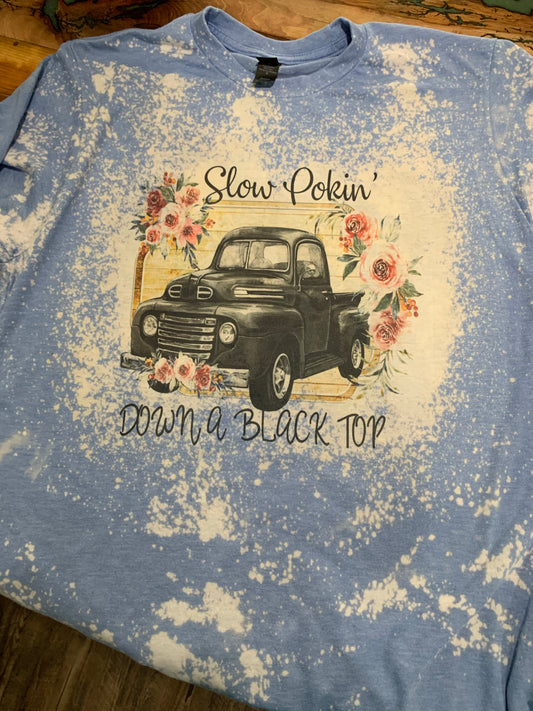 SLOW POKIN' Custom Bleached Graphic T-shirt