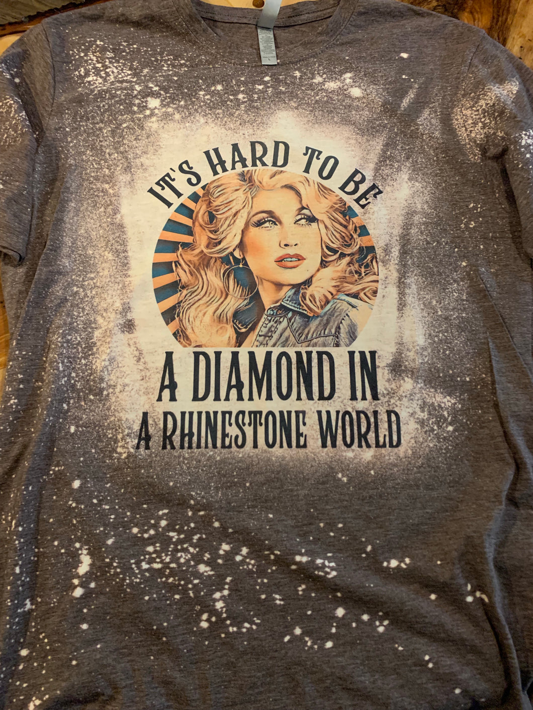 Rhinestone World Dolly Parton Custom Bleached Graphic T-shirt