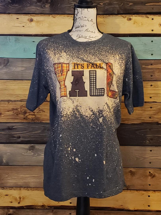 Its Fall, Ya'll Custom Bleached Graphic T-shirt