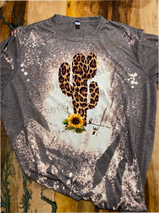 Leopard Cactus Custom Bleached Graphic T-shirt
