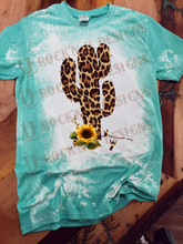 Load image into Gallery viewer, Leopard Cactus Custom Bleached Graphic T-shirt