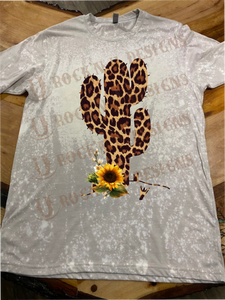 Leopard Cactus Custom Bleached Graphic T-shirt