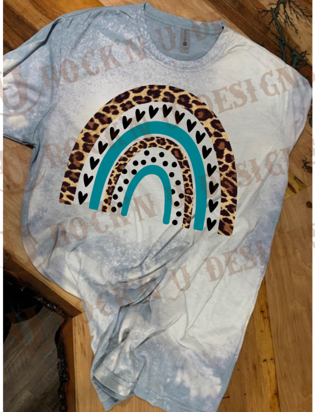 Leopard Rainbow Custom Bleached Graphic Shirt