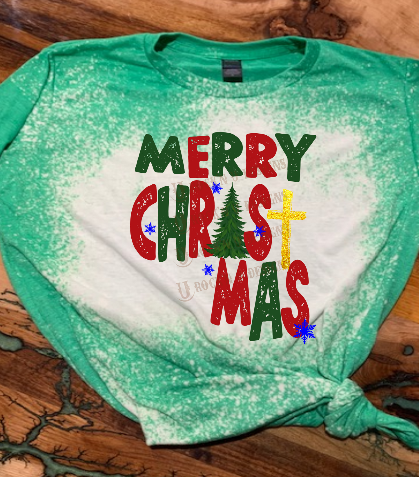 Merry Christ mas Custom Design Bleached T-Shirt - Sweatshirt