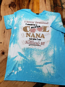 Super COOL NANA Personalized Leopard Design Bleached T-shirt